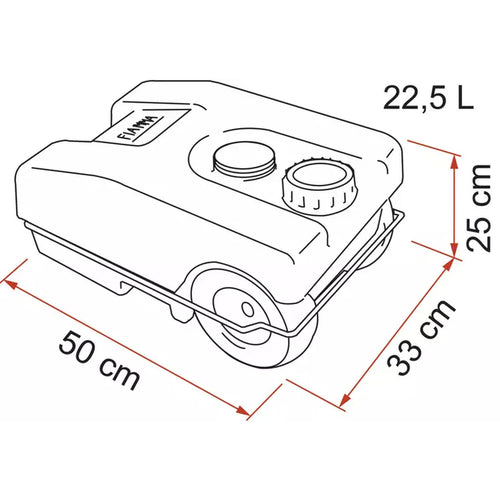23 l harmaavesisäiliö pyörillä – harmaaveden kuljetukseen matkailuautossa ja leirissä