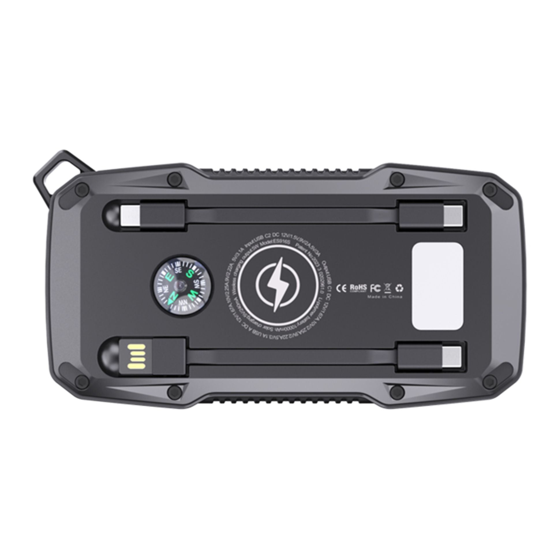 BasicNature Powerbank 10 PD Survival 10 000 mAh – Aurinkolataus, langaton lataus ja hälytin