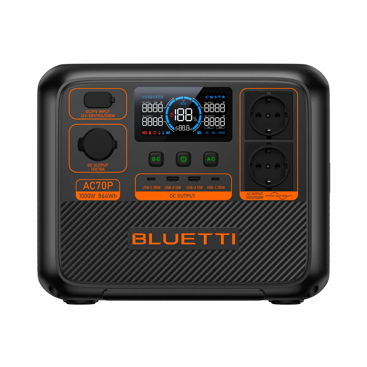 BLUETTI AC70P – 864 Wh kannettava virta-asema