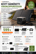 Kevyt vanlife sähkösetti – viikonloppureissuun (245 Wh + 110W aurinko)
