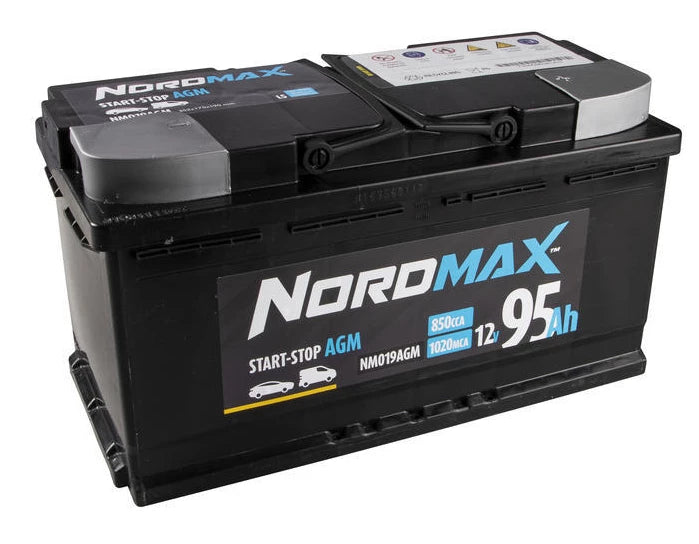 Nordmax AGM 95Ah 12V akku – 850A, huoltovapaa, diesel-lämmittimet