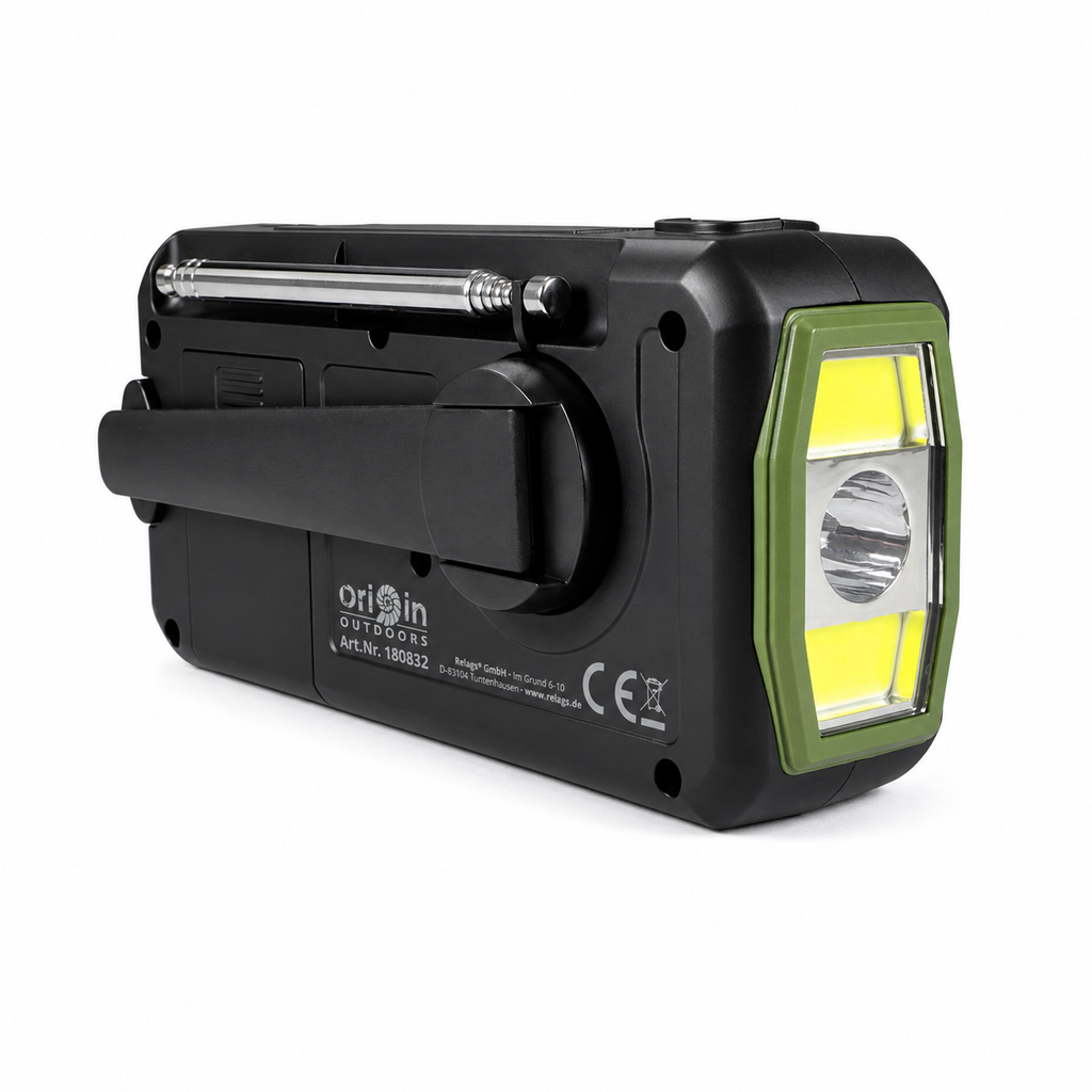 Origin Outdoors Crank Radio "Multi" – Hätäradio, varavirtalähde ja taskulamppu
