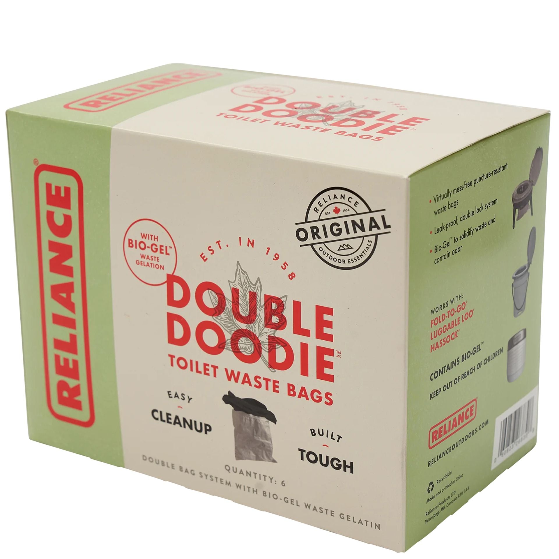 Reliance Double Doodie WC-pussit 6 kpl – Bio-geelillä, tiiviit ja hajua sitovat