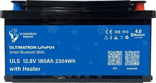 Ultimatron LiFePO4 12V 180Ah litiumakku – Bluetooth, lämmitys, IP65, 6000+ sykliä