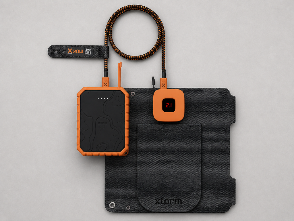 Xtorm 14W taitettava aurinkopaneeli – USB-C/A, LCD, IPX4