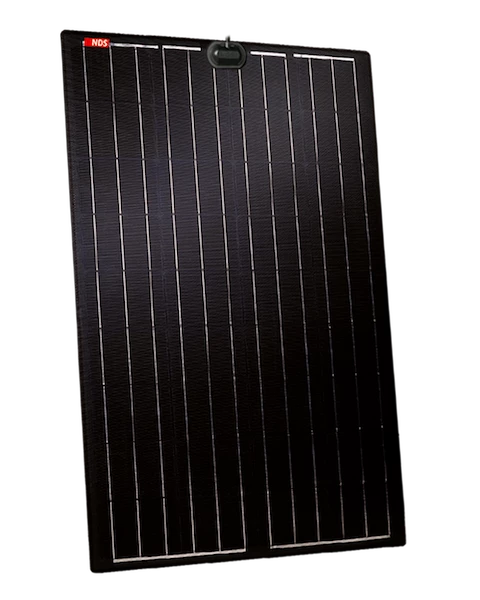NDS LightSolar LSE 160W lisäaurinkopaneeli – kytkentärasia päällä, ETFE, 12V